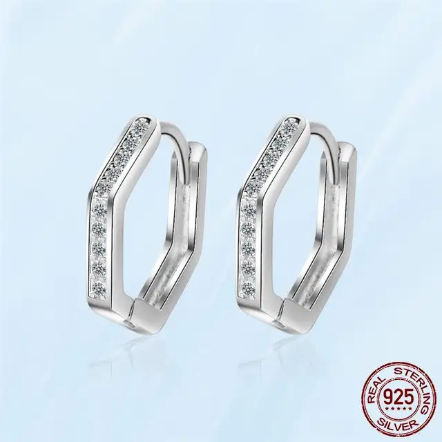 Silver Earrings Real 925 Sterling Silver Asymmetrical Heart Hoop Earrings for Women Fashion Silver Earring Jewelry Gift PAE081