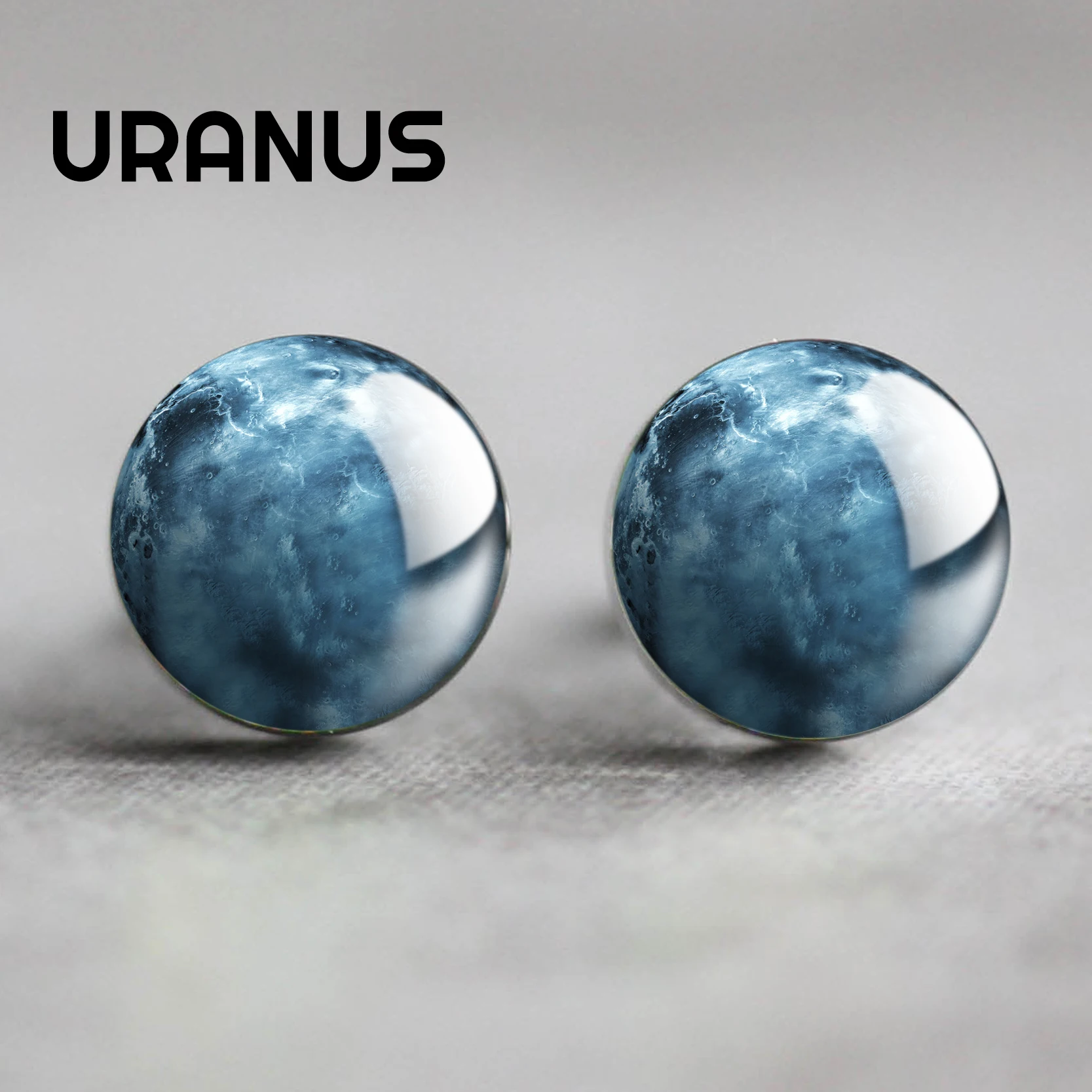 URANUS Moon Солнечный Системы Запонки-планеты, друга жениха Мужские свадебные запонки, запонки Вселенной Galaxy Туманность Забавный костюм, состоящий из футболки серебряные запонки - Окраска металла: URANUS