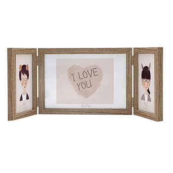 

5x7&4x6 Hinged Triple Photo Frames Wooden for Tabletop,Wedding Unique Gifts,Motherx Light Brown