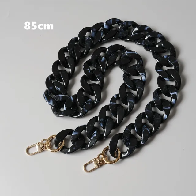 New Fashion Woman Handbag Accessory Parts Cute Chain Black Acrylic Resin Chain Luxury Strap Women Shoulder Clutch Handle Chain Flat 85cm