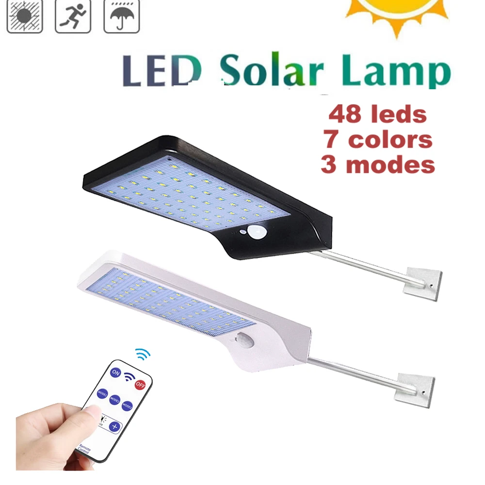 

Aluminum pole 48/36 LED Solar Motion Sensor Garden Light Waterproof Outdoor Decor path Security street spot floodlight Wall lam
