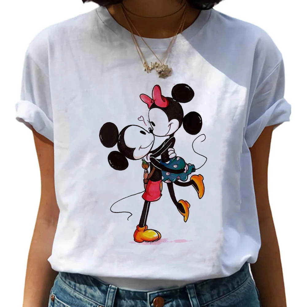 Disney Fashion Cute Daisy Duck Cartoon Print Casual Women T-Shirt O-Neck Pullover Short Sleeve Loose Tee Top friends t shirt Tees