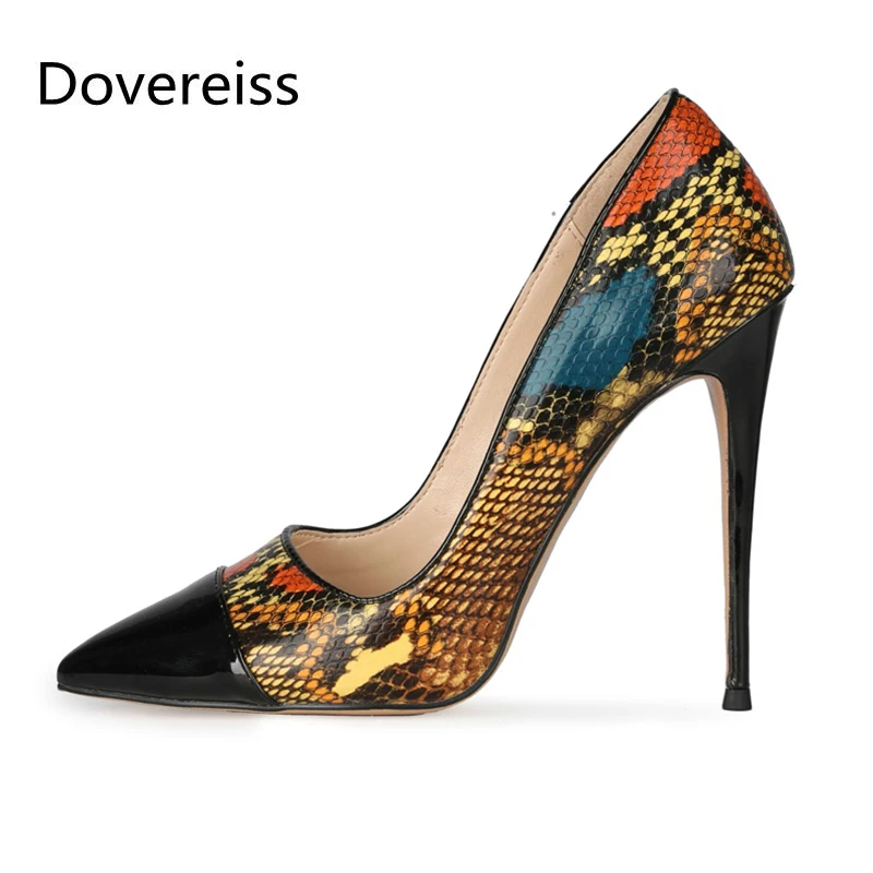 

Dovereiss Fashion Women's Shoes summer new Elegant Slip on Snakeskin Pumps sexy Office lady Party shoes 34-47