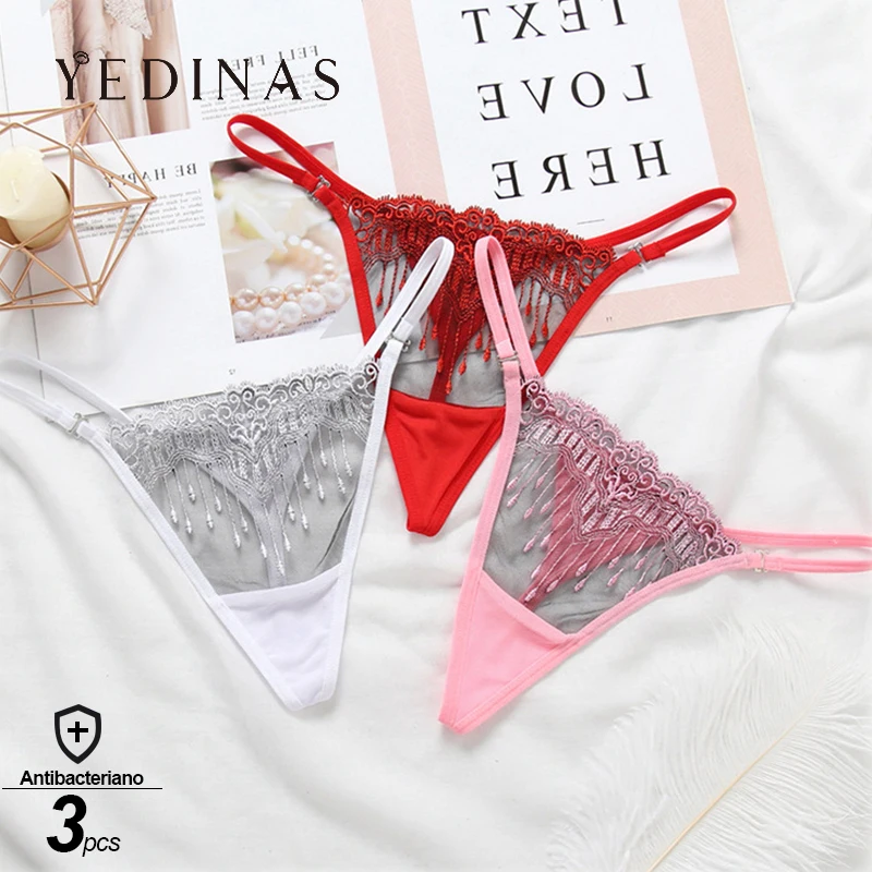 Yedinas 3 шт./лот Сексуальные трусы Для женщин кружевные трусики пикантные нижнее