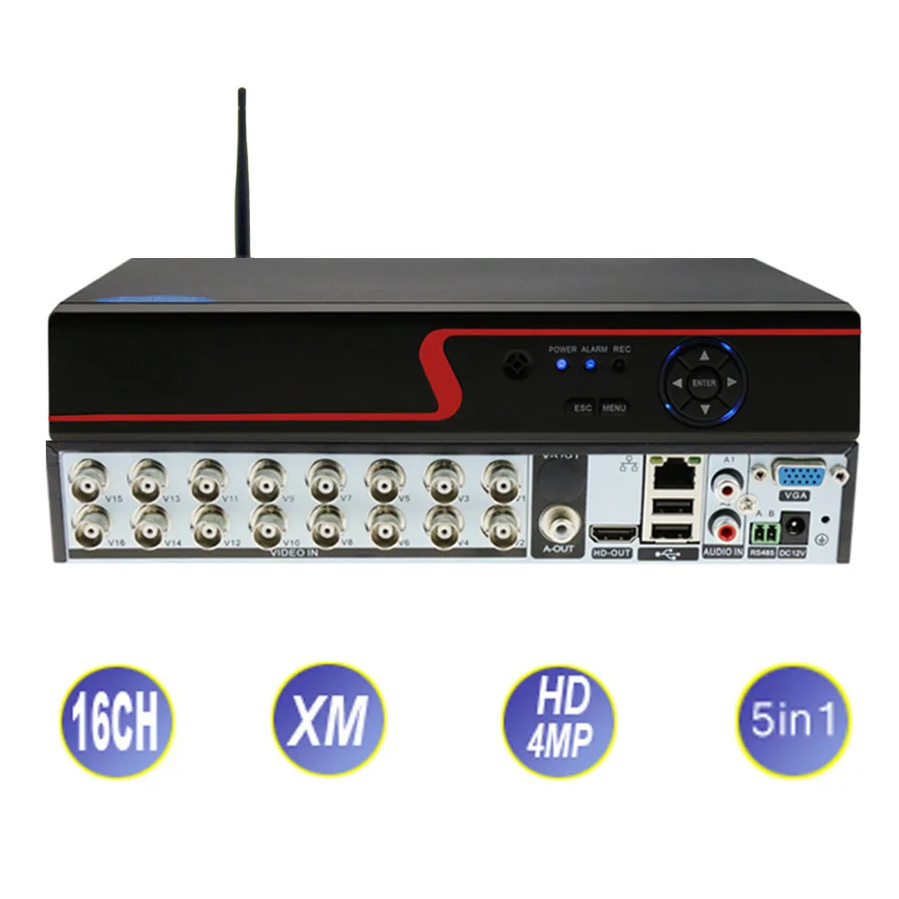 Xmeye 16CH 4MP 5in1 AHD DVR Гибридный рекордер с Wifi H.264 для аналоговых CVI TVI IP-камер