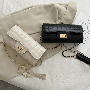 

Fashion Lattice Pattern Shoulder Bag Women PU Leather Solid Color Simple Messenger Crossbody Money Clutches Pouch