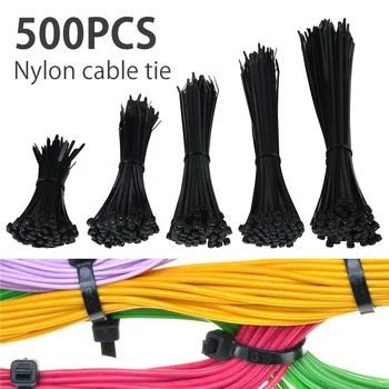 

500PCS Nylon Cable Ties Self Locking White Black 4*100/150/200/300/350mm Plastic Loop Wire Wrap Strap Zip Tie Organiser Fasten