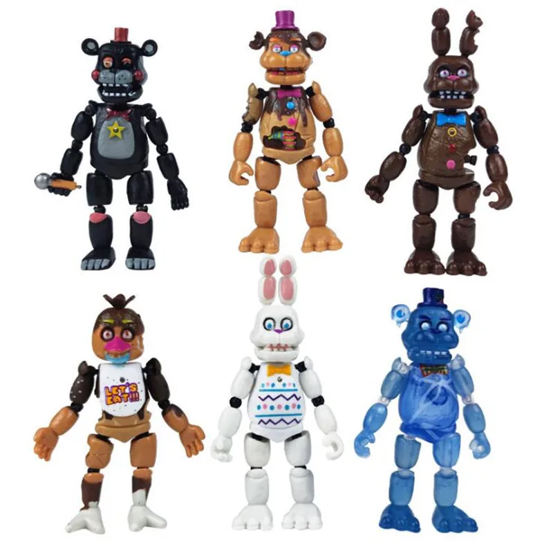 5pcs/set anime assembled doll toy five nights at freddy fnaf cute bonnie  bear bunny action figure pvc model freddy toy 