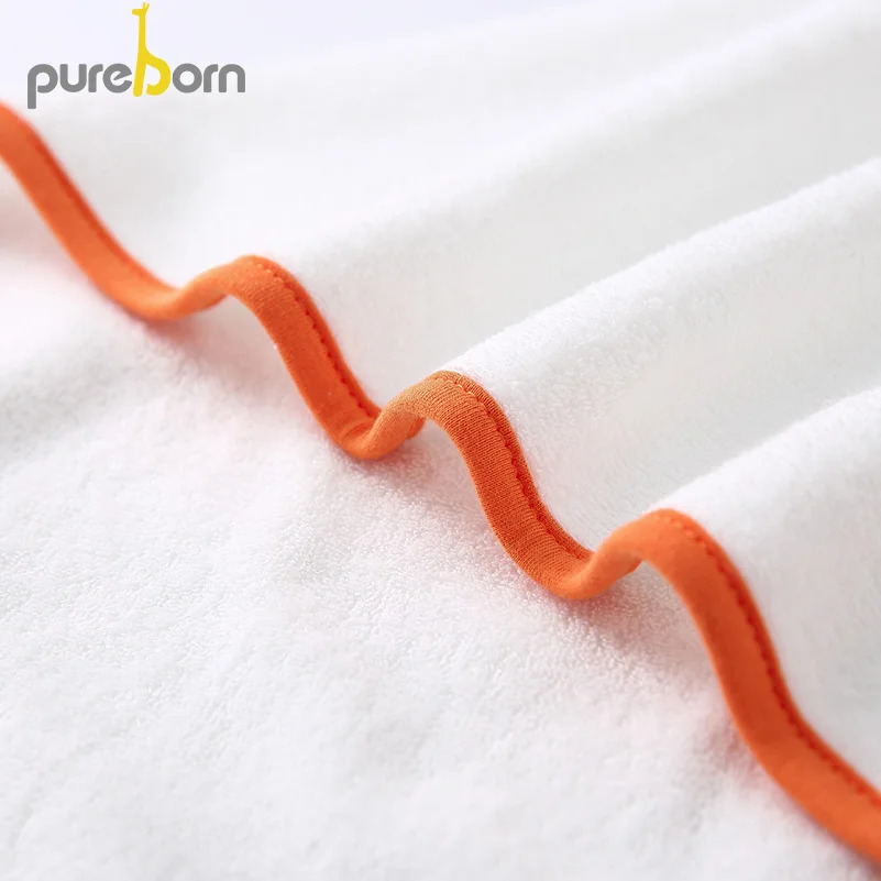 Полотенце для малышей Pureborn s, одеяло с капюшоном с рисунком лисы, впитывающее мягкое махровое хлопковое душевое полотенце для новорожденного, детские полотенца больших размеров