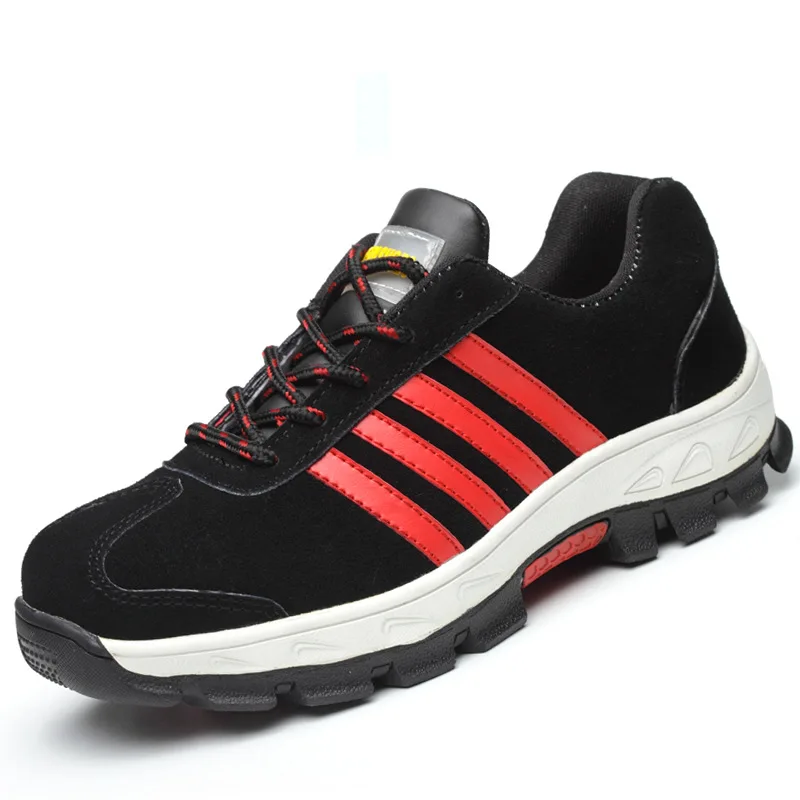

Safety Shoes Breathable Anti-smashing And Anti-penetration Safety Shoes Steel Head Trend New Style Cowhide Sports Casual Light