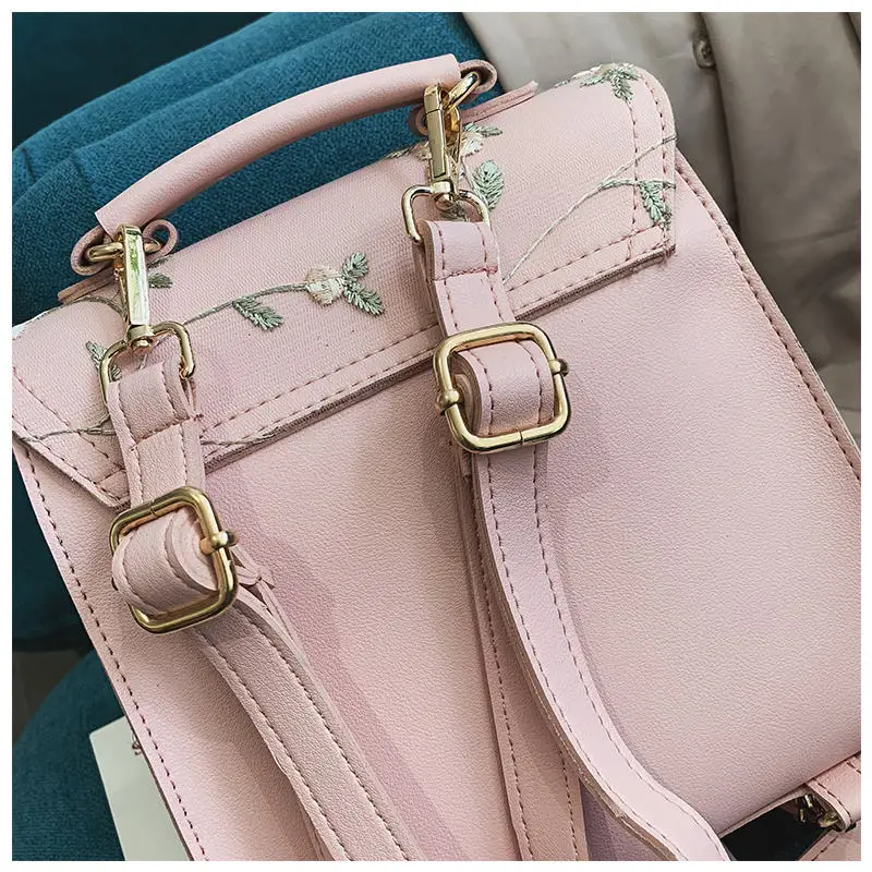 Модный школьный подростковый рюкзак для девочек, Высококачественная кожаная женская сумка на плечо, рюкзак с цветочной вышивкой, дизайнерский рюкзак