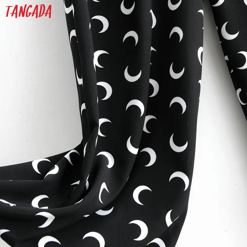 Tangada Women summer moon print black jumpsuit sleeveless zipper female casual slash Jumpsuit 1F158 Tangada Women summer moon print black jumpsuit sleeveless zipper female casual slash Jumpsuit 1F158