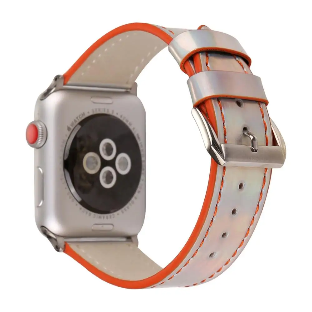 Для Apple Watch 5 4 3 2 ремешок кожаный ремешок для часов 38 мм 42 мм 40 мм 44 мм браслет на запястье ремешок для iwatch 4 3 2 серия 4 ремешок - Цвет ремешка: red