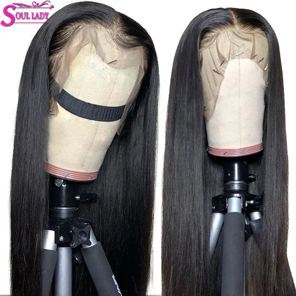 Soul Lady Glueless кружевные передние человеческие волосы прямые парики Remy малазийские волосы предварительно выщипанные и отбеленные узлы парик шнурка 150% Плотность
