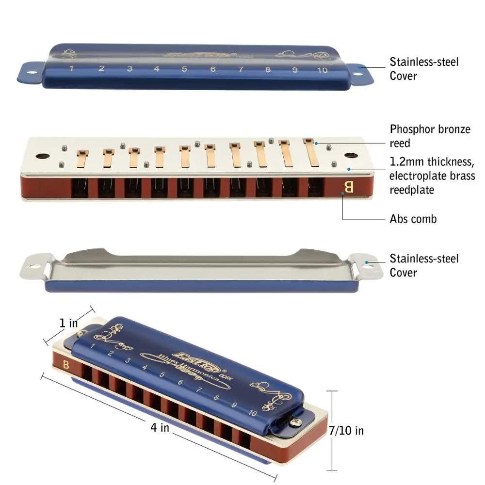 East top Harmonica professional Diatonic Blues Harmonica Mouth Organ for Player Beginner Birthday Gift diatonic harmonica kids harmonica