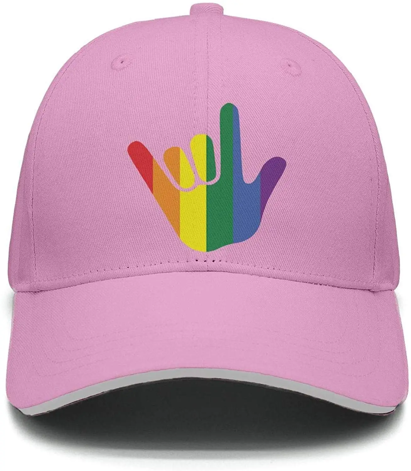 I Love You Gay Pride Gesture Мужская Ретро Регулируемая Сетка Дальнобойщик хлопок Бейсболка Шапки