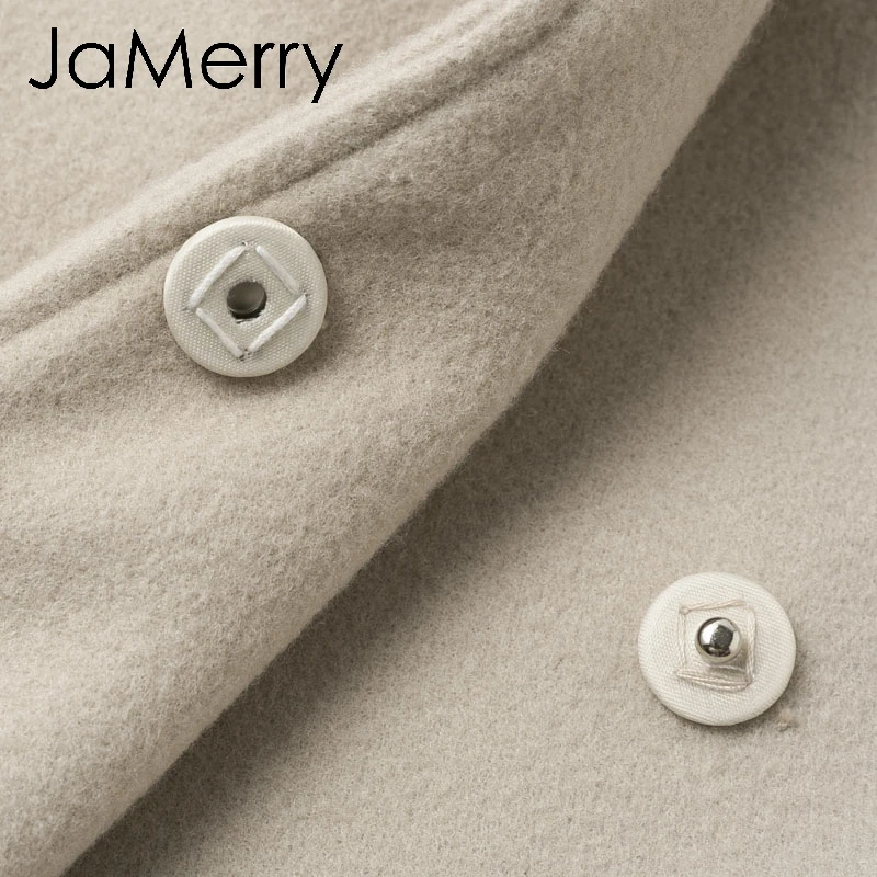 JaMerry Винтаж зимняя твидовая длинное пальто для женщин с длинными рукавами элегантное поясом; верхняя одежда; пальто на осень и зиму, уличная одежда, пальто