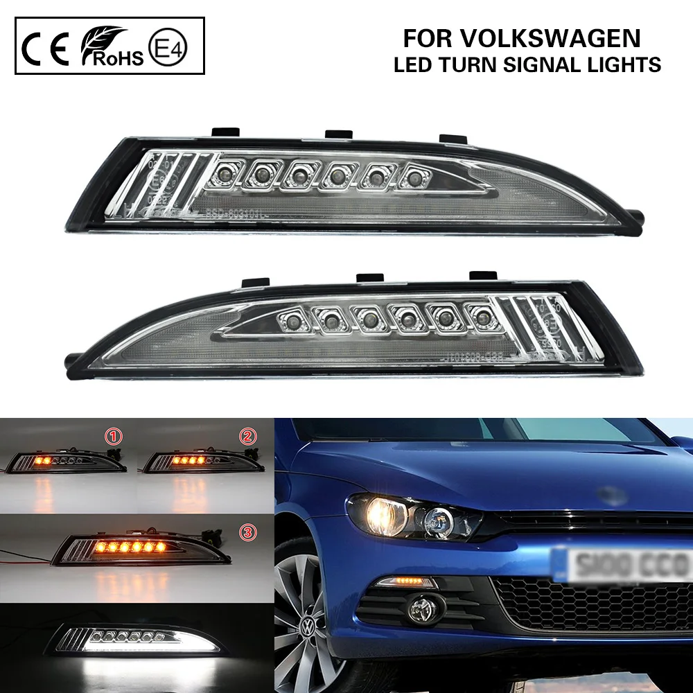 

2*PCS LED Side Dynamic Marker Light Lamp turn signal light(Amber) LED position lights(White)Lightbar For VW Scirocco 2008-2013