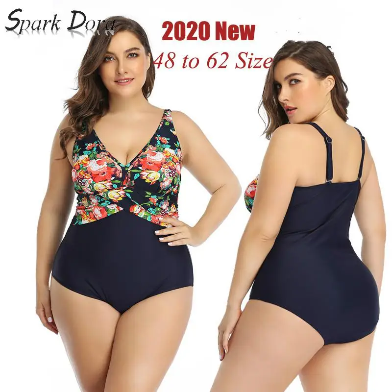 

SparkDora women swimwear plus size swimsuit one piece 2020 new swim suit larges female sexy swimming beachwear bathingwear L-4xL