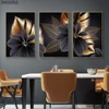Nordic black gold plant leaf canvas poster printing modern living room decoration abstract wall art painting home decoration 1