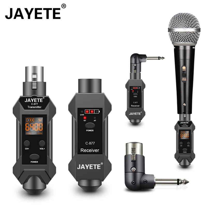 best microphone for streaming JAYETE UHF Automatic Transmitter Setup Wireless Microphone System Plug On XLR Wireless Transmitter Receiver Wired Mic Adapter mic