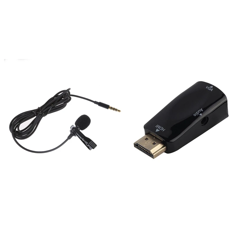 Lavalier Lapel Clip-On Omnidirectional Miniphone With 1080P HDMI Male To VGA Female Adapter Video Converter | Электроника