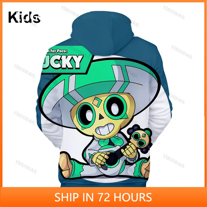 

Brawling Cartoon Tops Teen Clothes POCO Shelly 8 To 19 Years Kids Sweatshirt Shooter Game Leon 3D Printed Hoodie Boys Girls