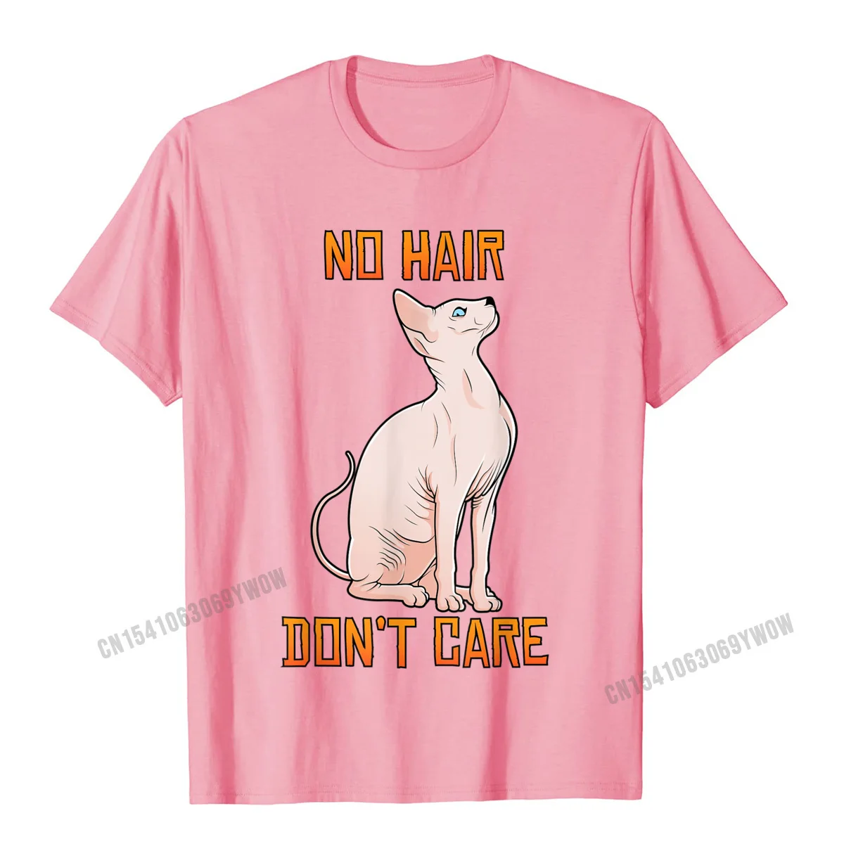 2021 Hot Sale Men T-shirts Gift Summer Tops Shirts Pure Cotton Short Sleeve Europe T-Shirt Crew Neck Drop Shipping Cute Hairless Sphynx Cat Shirt No Hair Dont Care T-shirt__757 pink