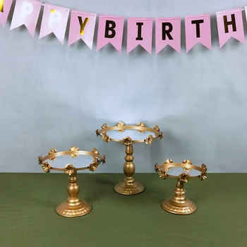 

MQMY ROSE MOEDL 3-17 Mirror Gold Crystal cake stand set metal fondant cupcake sweet table candy bar table decorating