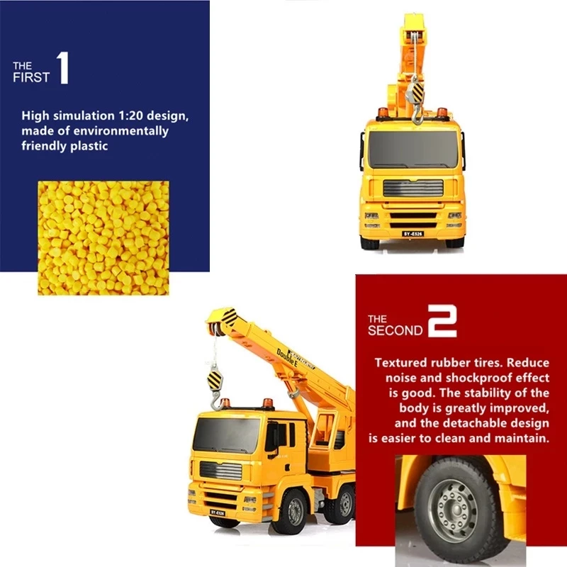 Simulation Lifted Crane 2.4G Remote Control Crane Light Can Lifted UP & Down All Round Driving Programm Demo Engineering Vehicle 6