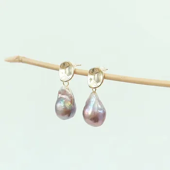

Real Pure 925 Sterling Silver Baroque Freshwater Pearl Drop Earrings Elegant Dainty Wedding Earrings for Women Gift NEW