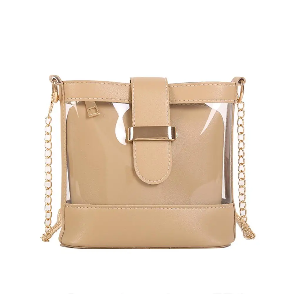 Crossbody сумка-мешок прозрачный дикая Сумка-почтальон, сумка через плечо, модные сумки для женщин женские сумки из натуральной кожи прозрачный пакет - Цвет: Khaki