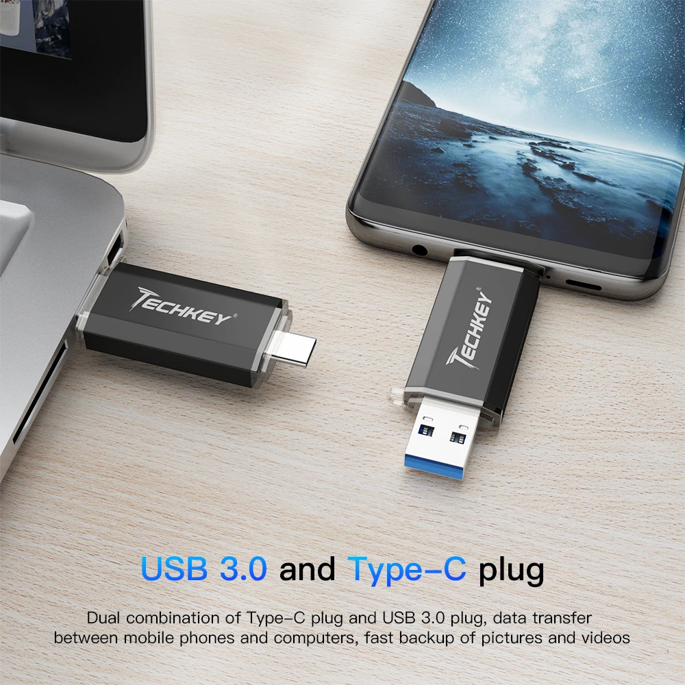 Usb флеш накопитель TECHKEY usb 3 0 Type C на 16/32/64/128 ГБ|USB флэш-накопители| |