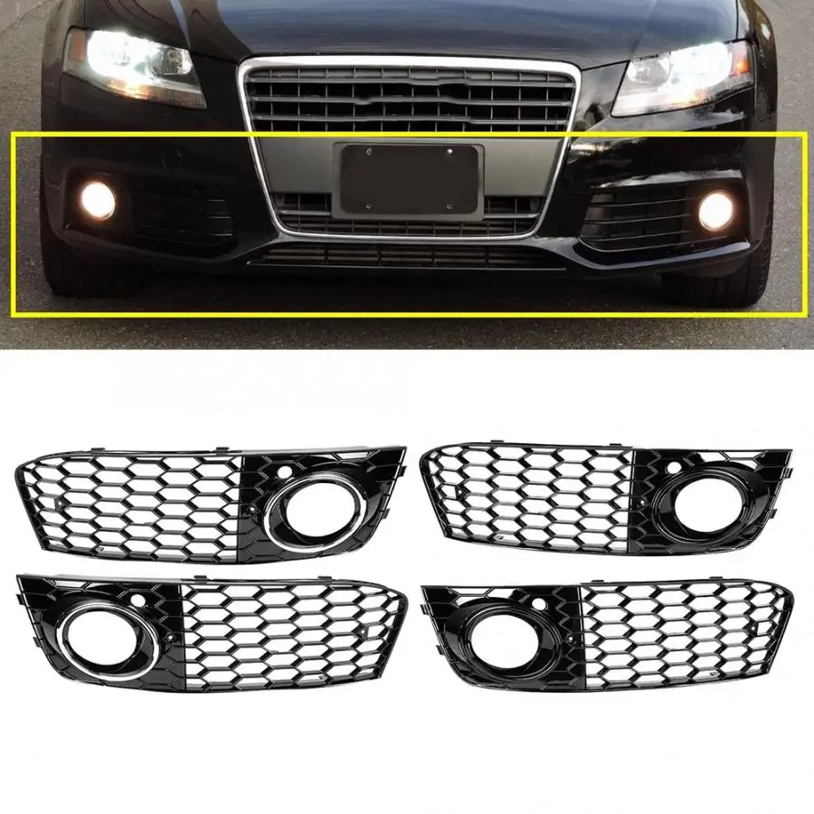 

Fog Light Cover Lamp Frame Mesh Grille Fit for Audi A4 B8 2009 2010 2011 car accessories