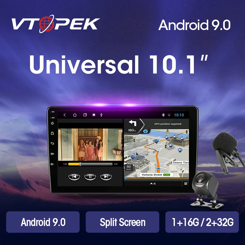 Автомобильный мультимедийный видеоплеер Android 9 0 2Din 2 Гб + 32 ГБ универсальный GPS