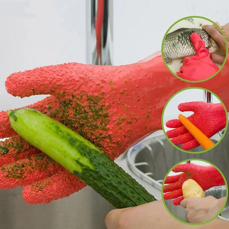 2 шт очищенные Картофелечистка перчатки кухонный, для овощей натирать фрукты скраб для кожи рыбьей чешуи Нескользящие бытовые перчатки