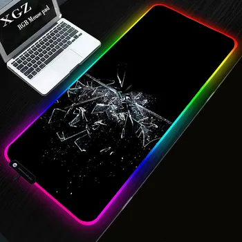 

XGZ RGB Luminous Gaming Black Mouse Pad Colorful Oversized Glowing USB LED Extended Illuminated Keyboard PU Non-slip Blanket Mat