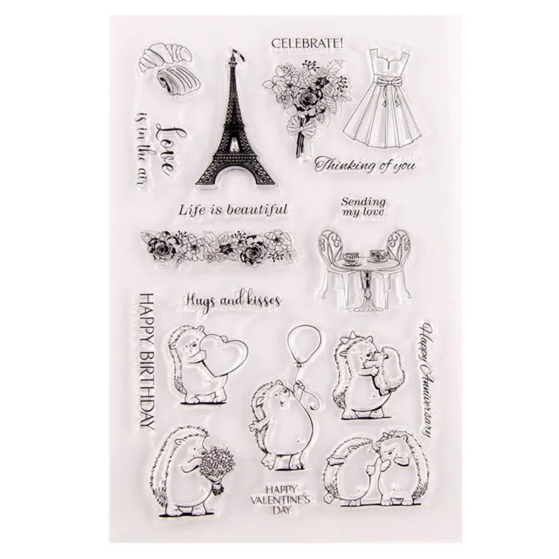 

1pc Tower Hedgehog Transparent Clear Silicone Stamp Seal DIY Scrapbook Rubber Stamping Coloring Embossing Diary Decor Reusable