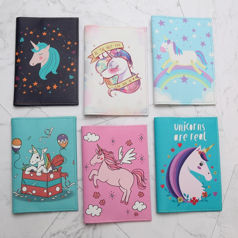 

22 Different Cartoon Unicorn Passport Cover PU Leather Unisex Credit Card Holder Fashion Animal Prints Passport Holder Unicorn