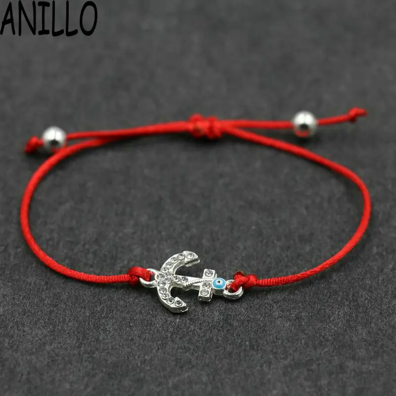 ANILLO женская красная веревочная нить с якорем плетеный браслет фианитом