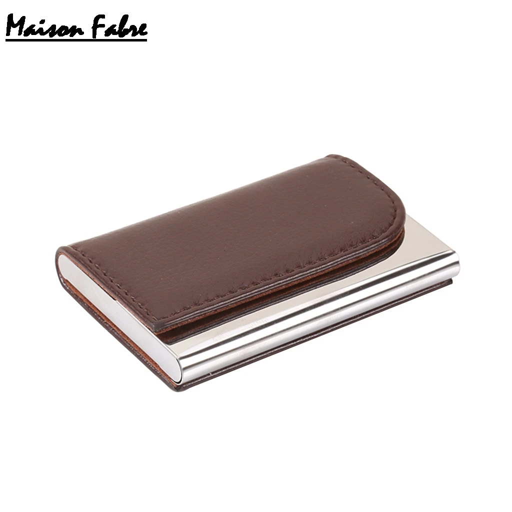 

Maison Fabre Stainless Steel High Quality Business Case Leather Wallet Men Brand ID Credit Card Visiting Cards Holder Wallet