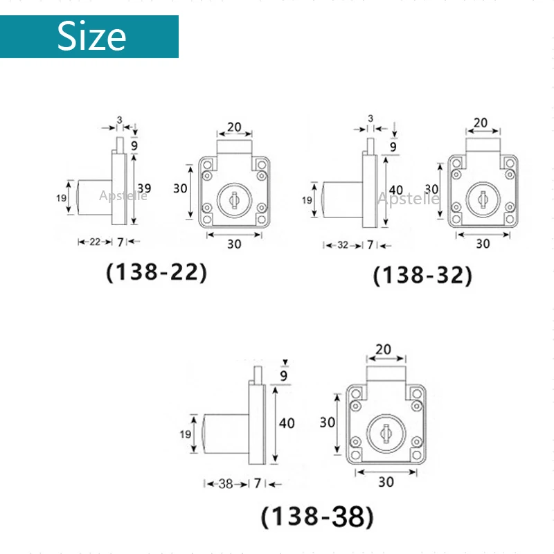 Drawer Furniture Lock Same Key 22/33/38 mm Wardrobe Cabinet Door Locker Office Desk Letter MailBox Cam Locks Hardware images - 6