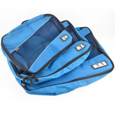 Cosyde 3 шт./компл. дорожный органайзер для багажа набор квадратных упаковочных пакетов дышащая сетка сумка для хранения одежды водонепроницаемый для дорожных принадлежностей - Цвет: Blue