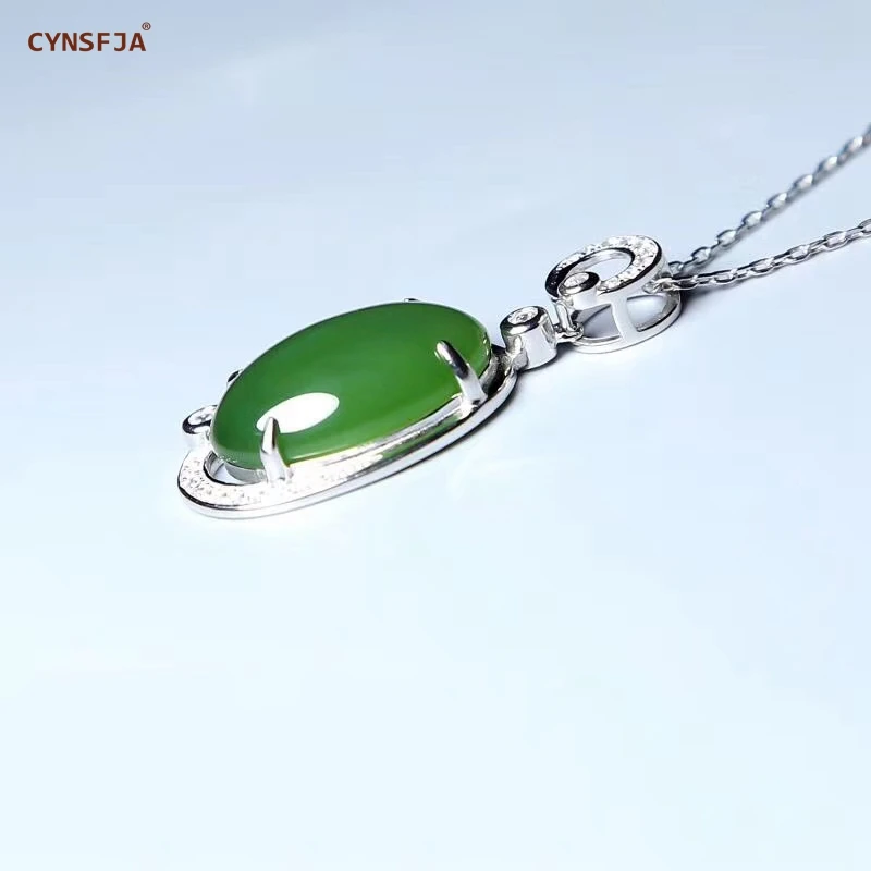 CYNSFJA Реал Certified(Hetian) нефрита Jade Jasper 925 пробы Серебряное кольцо ювелирные украшения зеленый нефритовый кулон высокое качество лучшие подарки