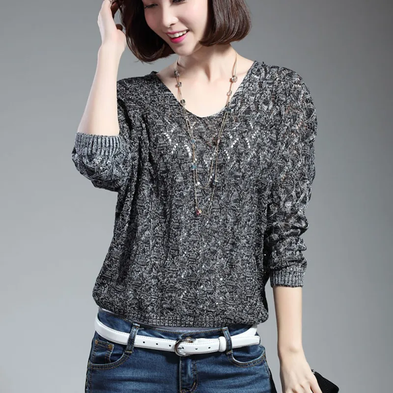 Hot Sale Autumn Women V Neck Sweater Pullover Casual Long Sleeve Fashion Hollow Out Sweater Woolen Knitted Bat Sleeve Sweaters Hot Sale Autumn Women V Neck Sweater Pullover Casual Long Sleeve Fashion Hollow Out Sweater Woolen Knitted Bat Sleeve Sweaters