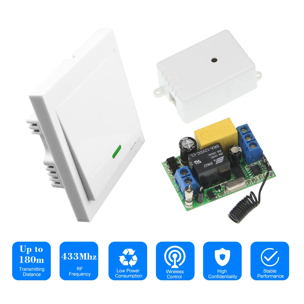 Wireless Remote Control Switch AC 220V Receiver Wall Panel Remote Transmitter