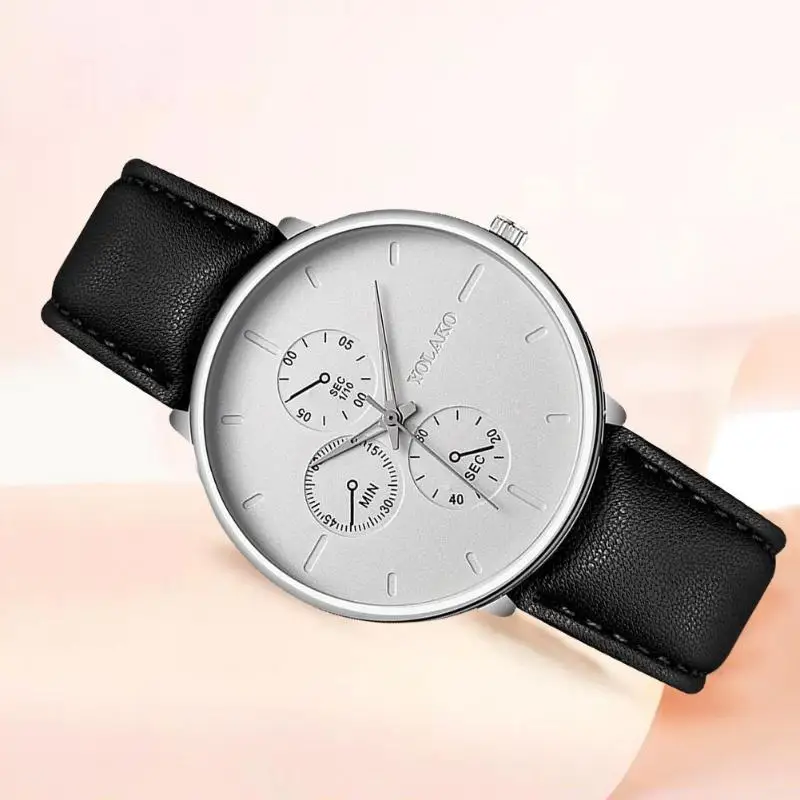 

British Style Ultrathin Watch Men Leather Strap Quartz Casual Wristwatch