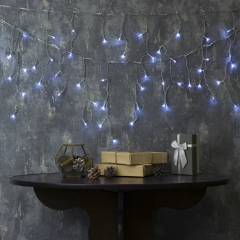 

Garland "Fringe" 3 х 0.5 m, IP20, transparent thread, 80 LED, white glow, 8 modes, 220 V