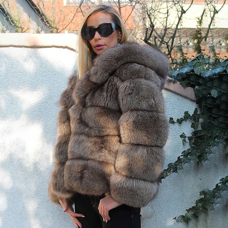 Fashion Women Real Fox Fur Coat For Women Winter Outfit Thick Warm Luxury Genuine Whole Skin Fox Fur Jacket 2022 New Fur Outwear