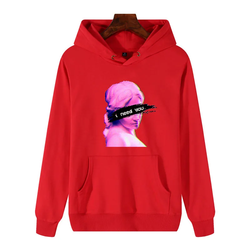m9372 Red Vaporwave унисекс толстовки Streetwear K уличная Sad Girl Ретро аниме для женщин/мужчин Эстетическая мода японский хлопок нормальный с капюшоном - Цвет: m9372 Red